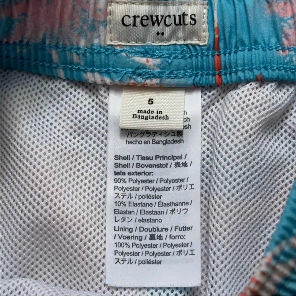 J.Crew Crewcuts Swim Trunks Boys Size 5 Lined Drawstring Palm Tree Print Blue - Picture 4 of 4